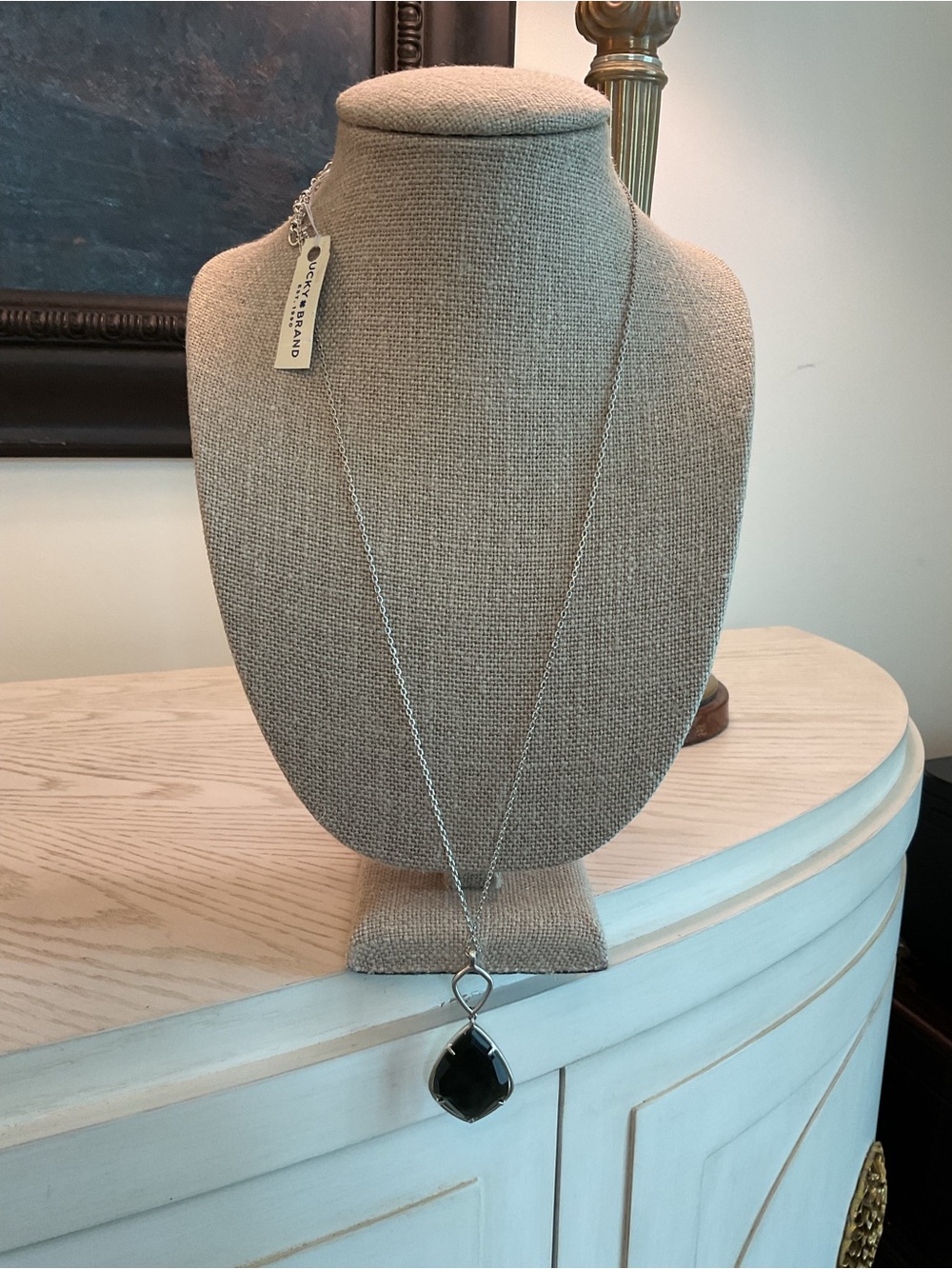 Lucky Brand Necklace w/ Reversible Mother of Pearl and Dark Blue Pendant